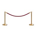 Montour Line Stanchion Post and Rope Kit Sat.Brass, 2 Flat Top 1 Maroon Rope C-Kit-2-SB-FL-1-PVR-MN-PB